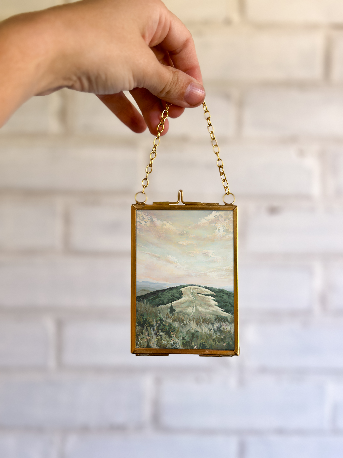 "A Walk to the Top" Gold Frame Ornament