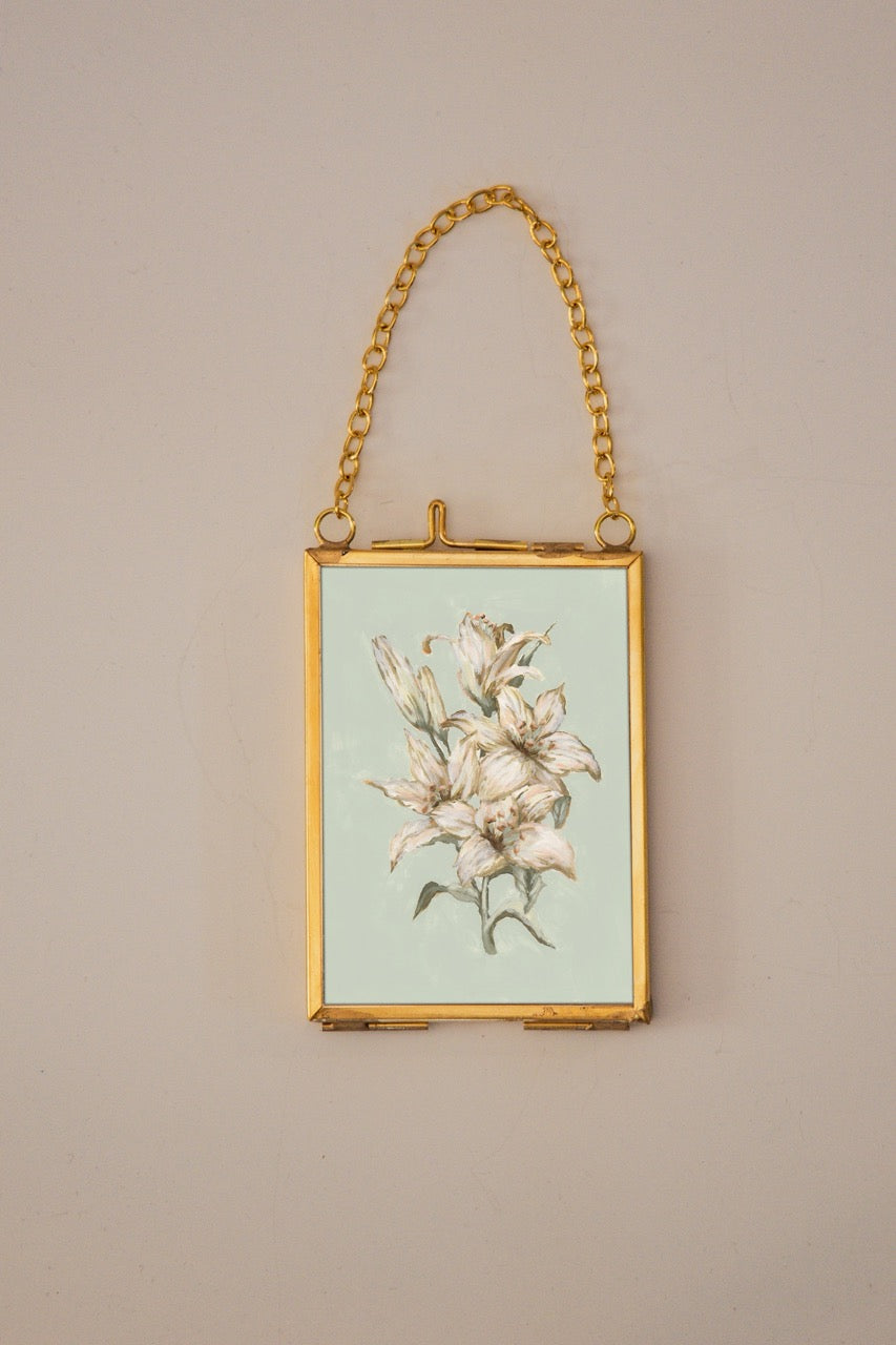 "Lily Flower 6" Gold Frame Ornament