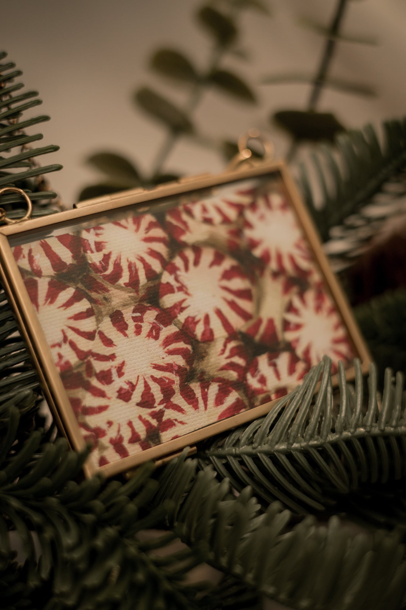 "Peppermints" Gold Frame Ornament