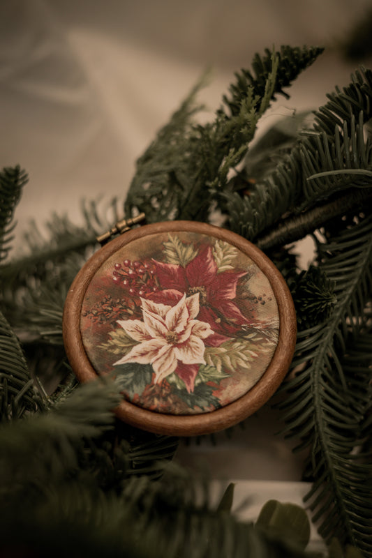 "Poinsettia 2" Circle Ornament