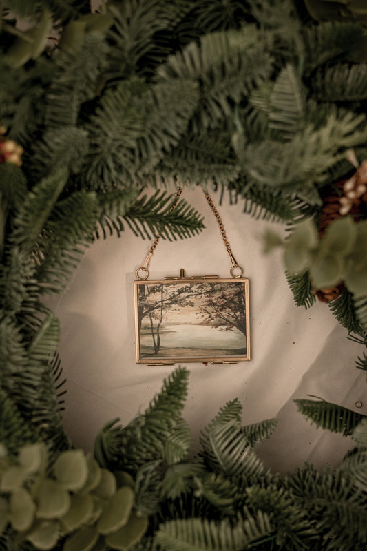 "The Lake House" Gold Frame Ornament