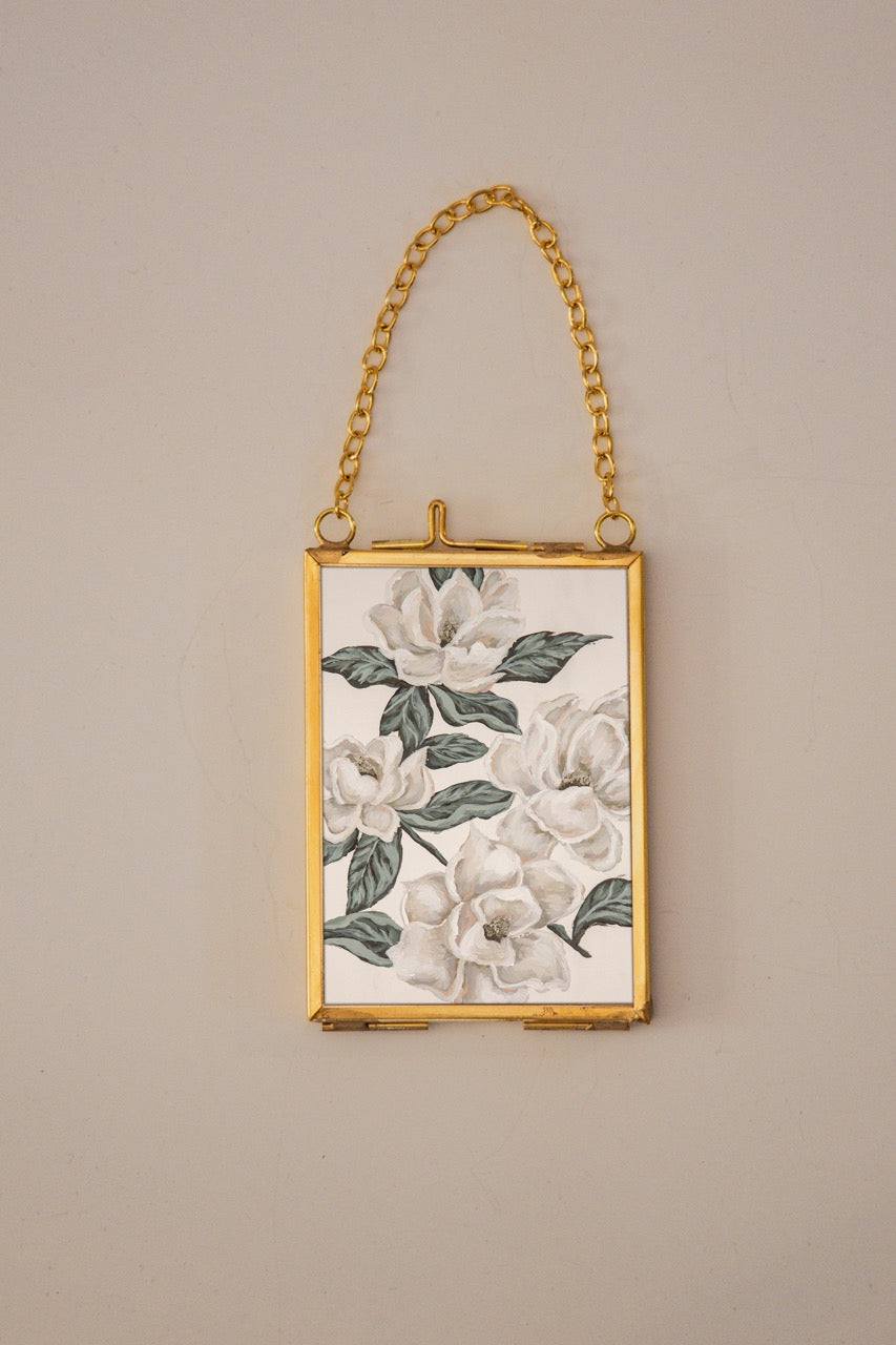 "Calming Magnolia" Gold Frame Ornament