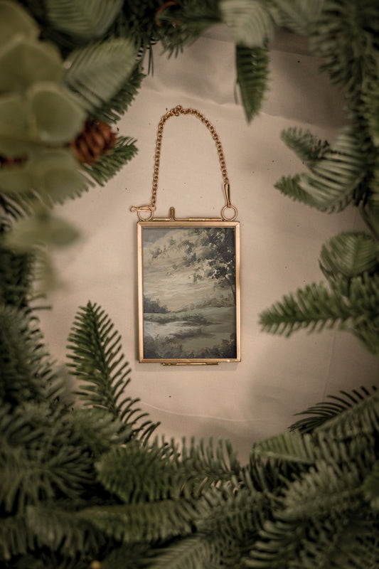 "At the Park" Gold Frame Ornament 