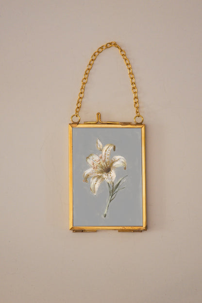 "Lily Flower 1" Gold Frame Ornament 