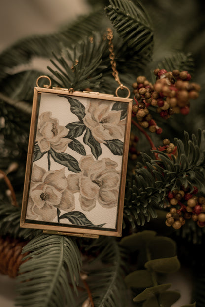 "Calming Magnolia" Gold Frame Ornament 