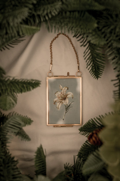 "Lily Flower 1" Gold Frame Ornament 