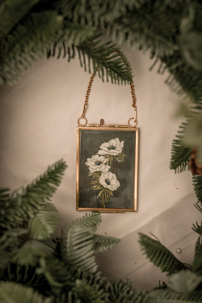 "Wild Flower 3" Gold Frame Ornament