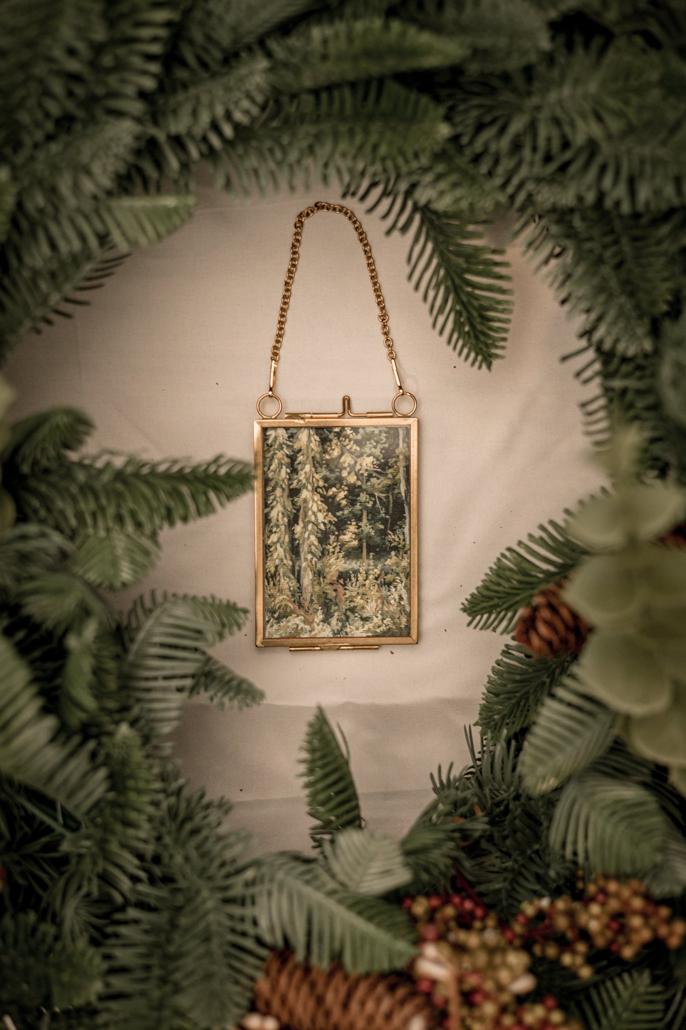 "Verdant Edge" Gold Frame Ornament