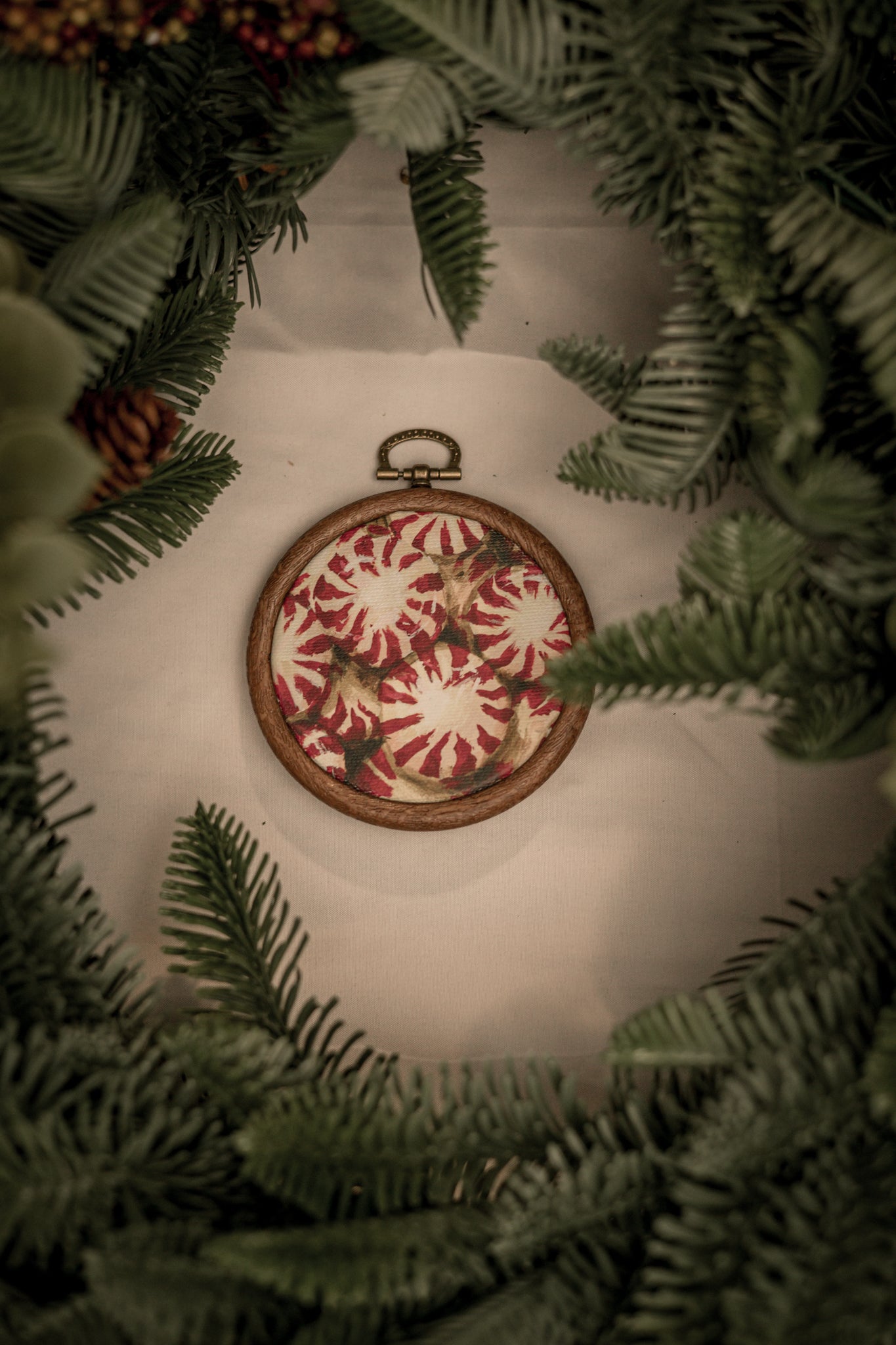 "Peppermints" Circle Ornament 