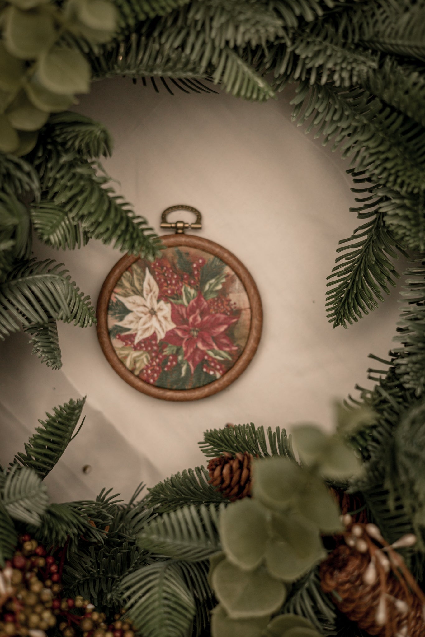 "Poinsettia 1" Circle Ornament 