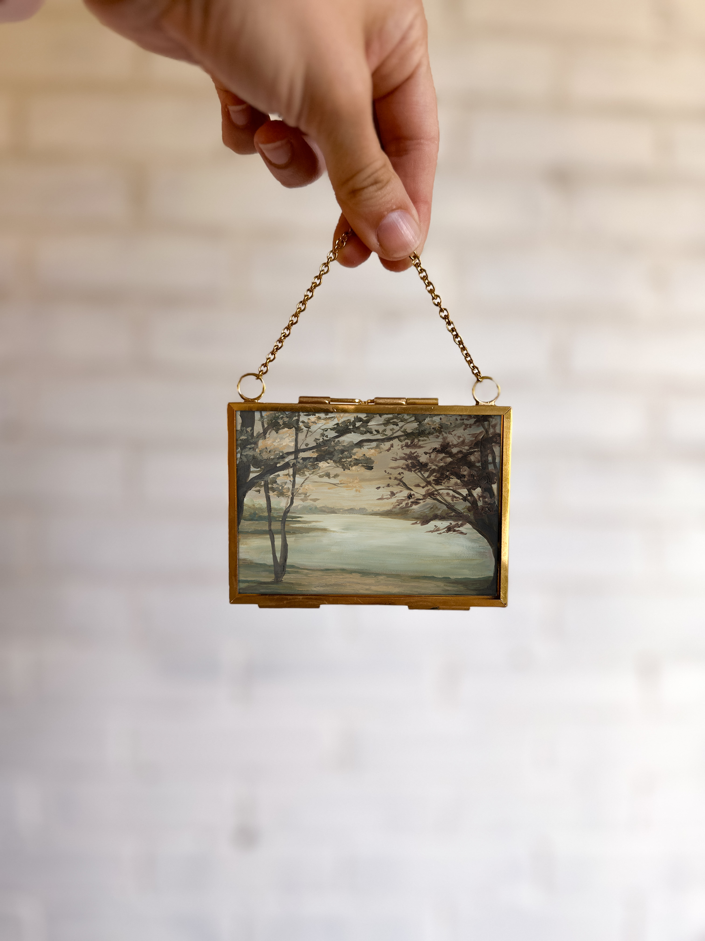 "The Lake House" Gold Frame Ornament 