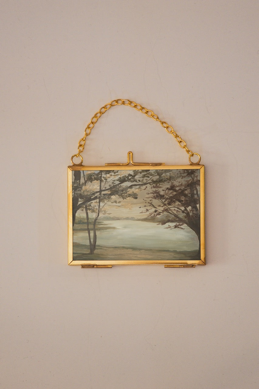 "The Lake House" Gold Frame Ornament 