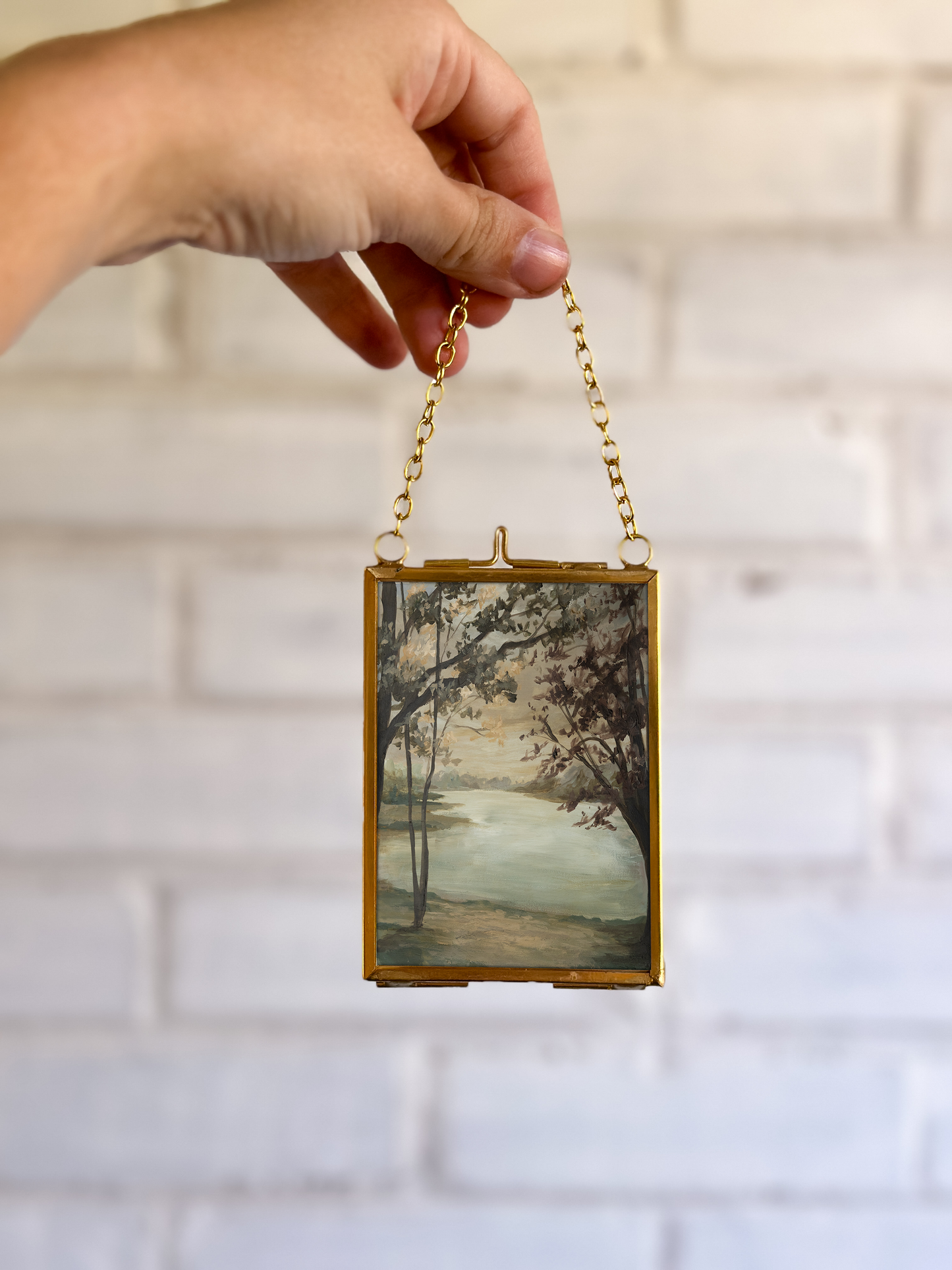 "The Lake House" Gold Frame Ornament 