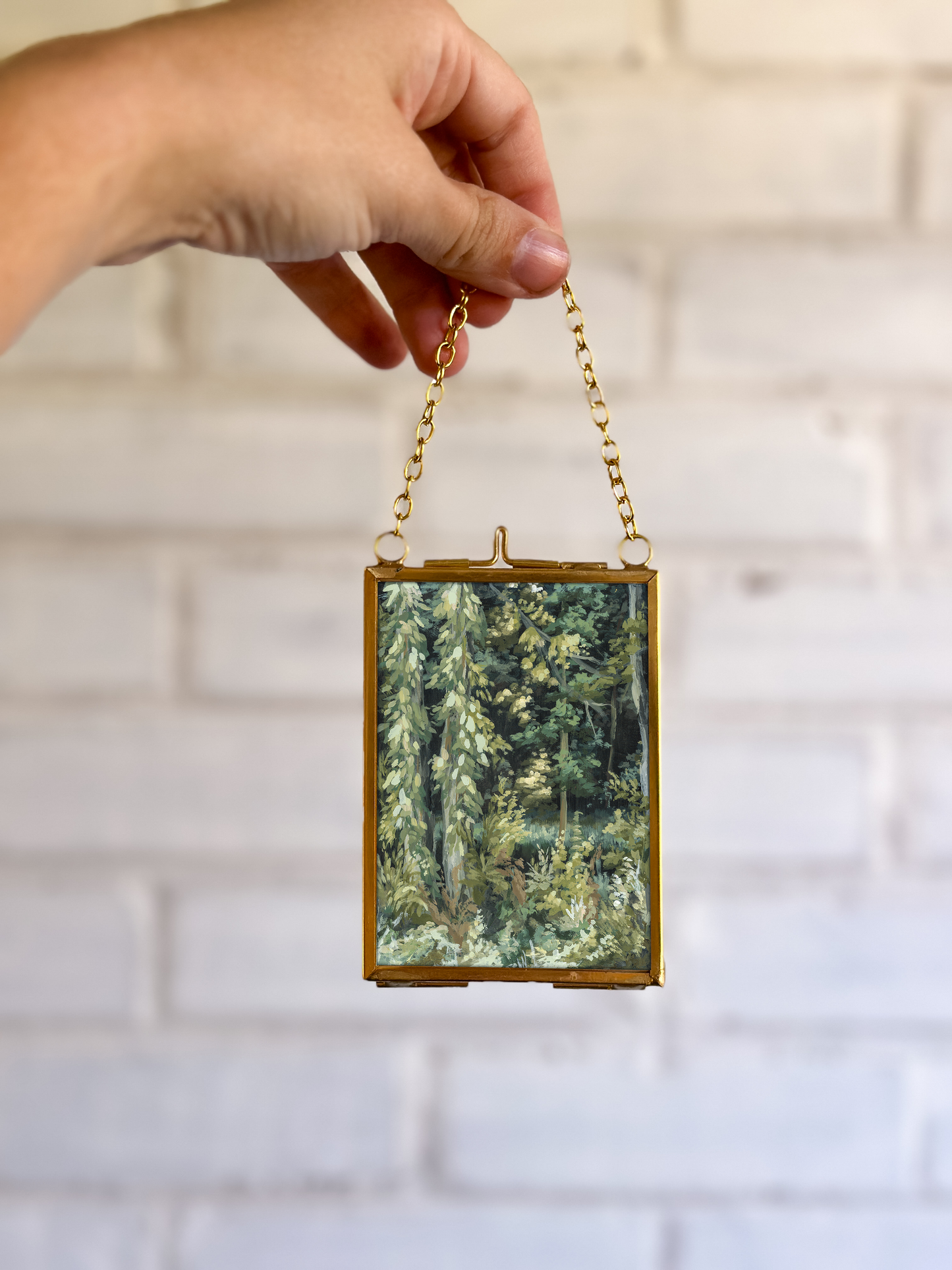 "Verdant Edge" Gold Frame Ornament