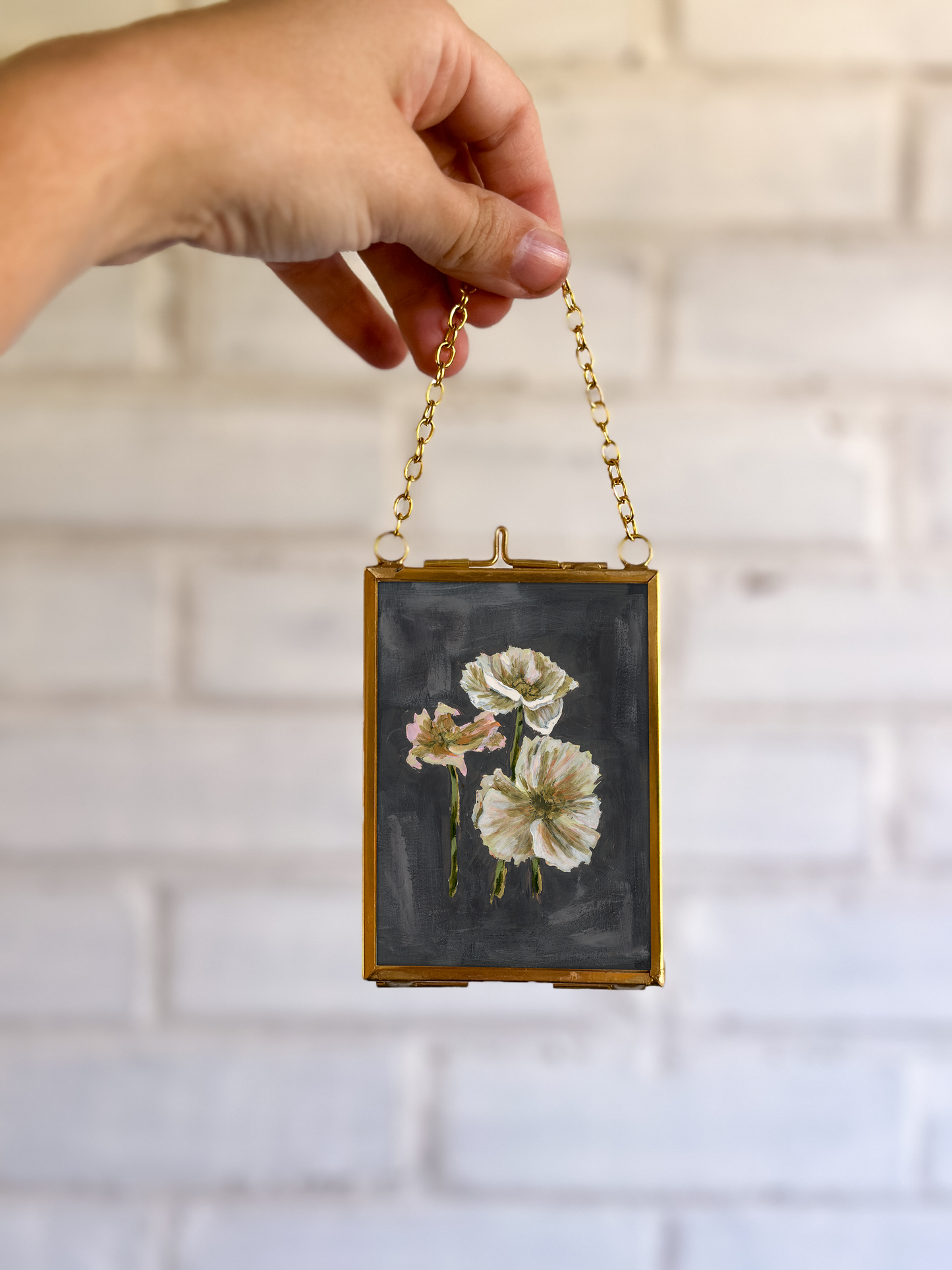 "Wild Flower 1" Gold Frame Ornament