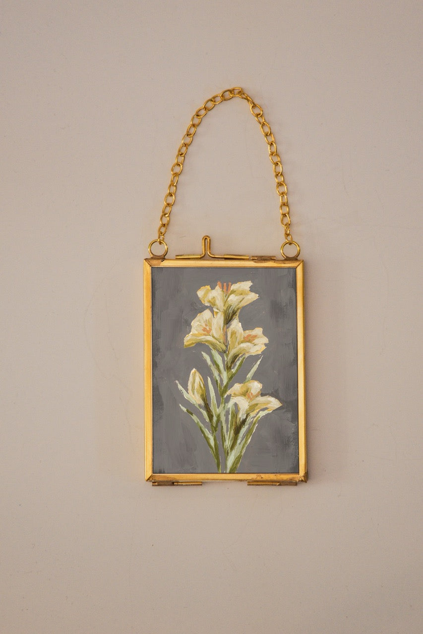 "Wild Flower 4" Gold Frame Ornament