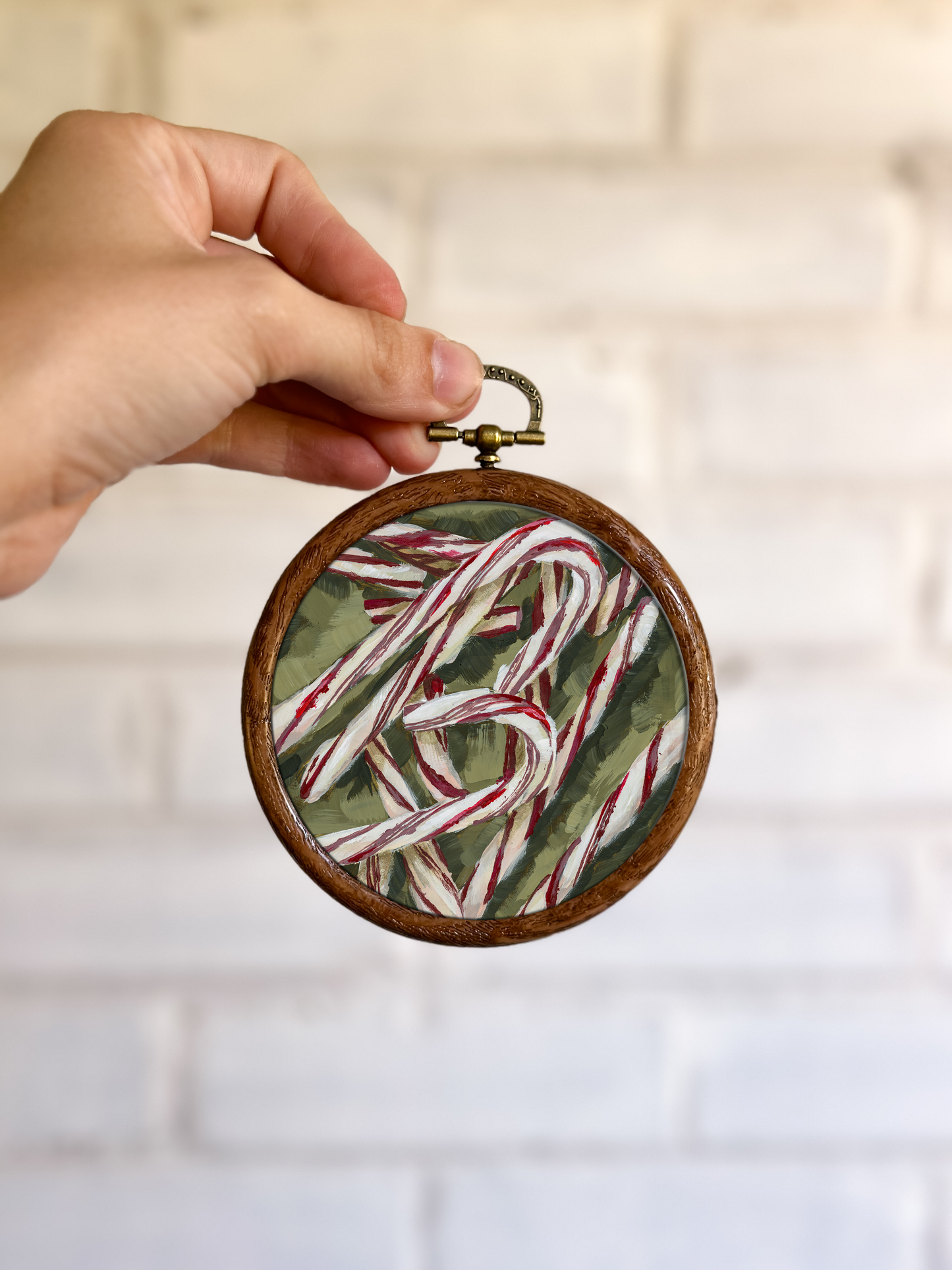 "Candy Canes" Circle Ornament 