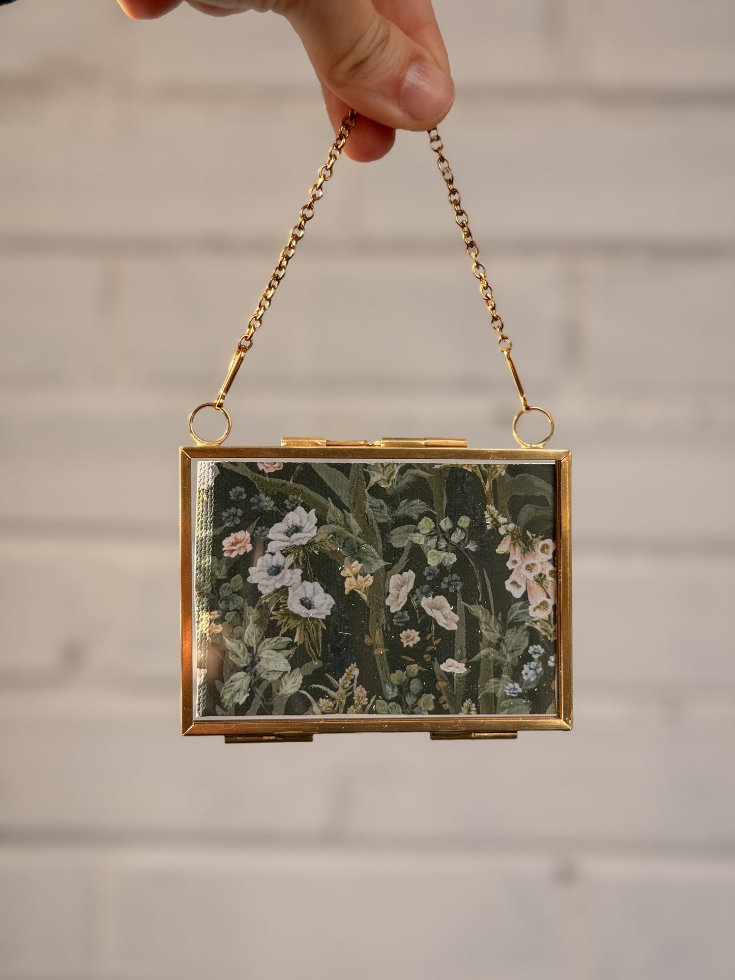 "Dark Wildflowers" Gold Frame Ornament