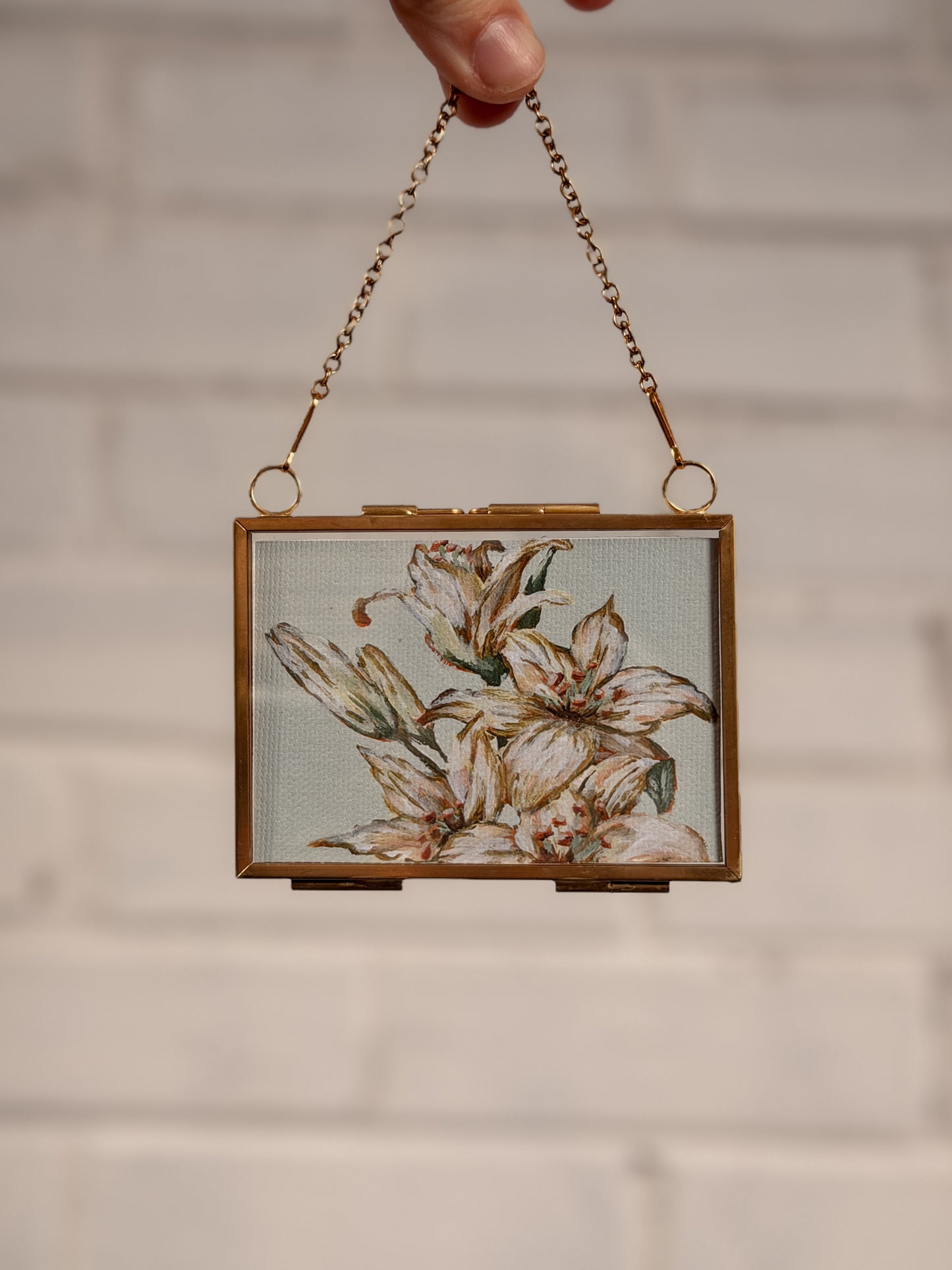 "Lily Flower 6" Gold Frame Ornament 