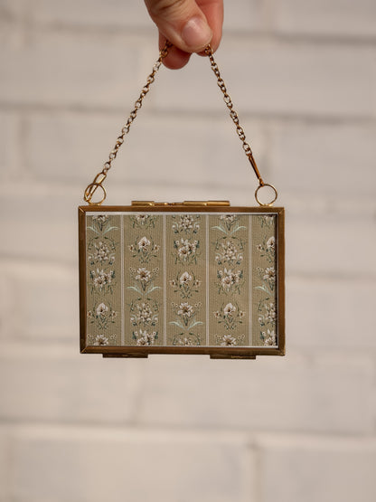 "Lily Flower Stripes" Gold Frame Ornament