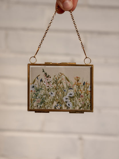"Grassy Wildflowers" Gold Frame Ornament