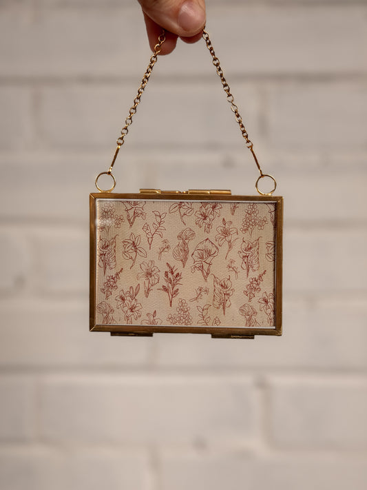 "Vintage Lily Flower Sketch" Gold Frame Ornament