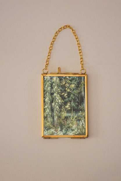 "Verdant Edge" Gold Frame Ornament